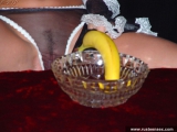 Russian teen blonde masturbates with banana