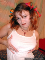 Russian teen dildoing and fingering herself
