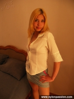 Teen blonde tan pantyhose