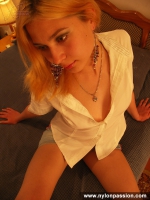 Teen blonde tan pantyhose