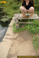 Pissing teen on the old table