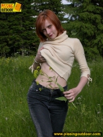 Outdoor pissing on a forest opening