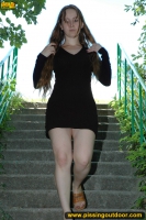 Pissing on the ladder in the park outdoor