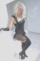 martinaab in black leather dress
