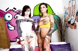 Hot tattooed girls and pierced nipples