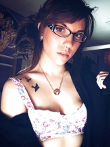 Nerd girl with glasses - super cute geek chick naked selfies