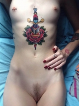 Tattooed emo naked selfies - hipster has fun with her anal t