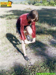 Young slim girl peeing - N