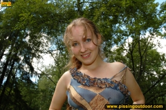 Outdoor flagrant pissing of teen blonde walking in the - N