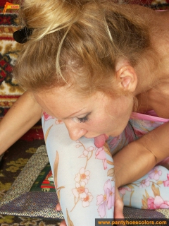 Color pantyhose masturbation of blonde girl - N