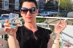 Brunette babe smoking at the terrace - N