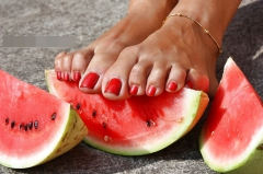 Mature feet and watermelon - N