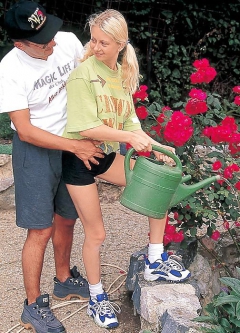 Busty blonde Stephanie getting some cock in the garden - N