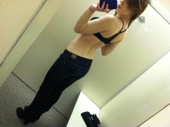 Brunette teen selfies - trying out her new phone camera - N