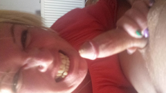 Blonde slut deapthroats cock - N