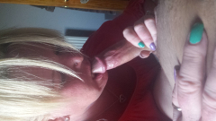 Blonde slut deapthroats cock - N