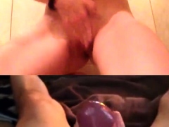 Petite teen cums with big dick on chat