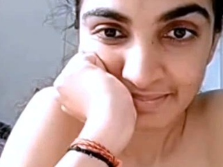 Horny busty indian milf strips nude on webcam show