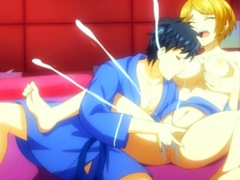 Hentai hubby makes new wife squirt hard all over hotel bed