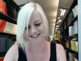 Hot blonde college babe strips in public library