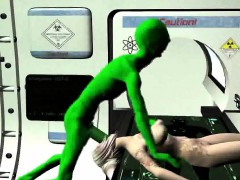 Hot tattooed space nurse rides a monster green alien dick