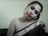 hot desi girl on cam showing boobs and teasing in a saree wi