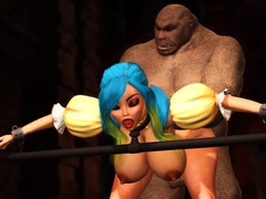 Beautiful female elf gets fucked by the big ogre in dungeon