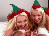 VR Conk Christmas Sex Fantasy With Two Blonde Elves