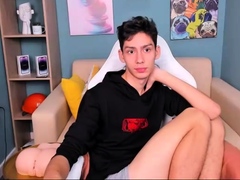 Gay twink solo for this huge cock jacking off