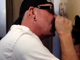 Gloryhole amateur DILF sucks black penis