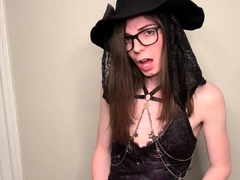 Shemale tranny enjoying solo masturbation