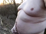 Fat gay man masturbates outdoors alone