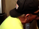 Real gloryhole BJ DILF sucks hard dick