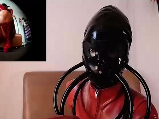 Latex slut solo anal masturbation