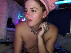 European amateur redhead masturbates on webcam