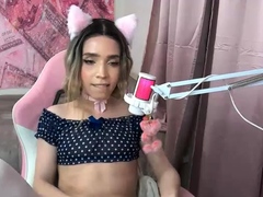 Shemale tranny enjoying solo masturbation