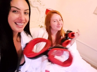 Sexy amateur redhead teen double dildo action