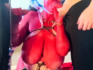 Steamy hot milf uses her big boobs during a blowjob