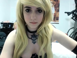 Blonde teen in solo action with her pussy