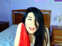 Brunette solo darling masturbating at home