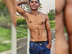 Super cute latino boy with abs and big dick
