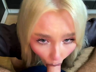 Rushed over to see magnificent blonde, jizz in mouth during