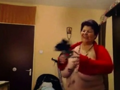 Big-Titted BBW Granny Dances on Webcam