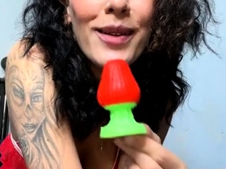 Tattooed Webcam Teen Rides Massive Toy